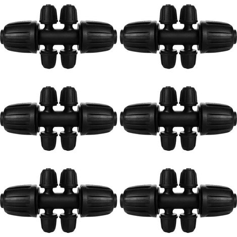 6 Pièces Connecteur de Tuyau en T Barbelé, 6-Voies Raccord de Tuyau D'Irrigation pour Tube 13/16 mm à 4/7 mm, Connecteur D'Irrigation Goutte à Goutte à 6-Voies pour Jardin, Pelouse (1/5)