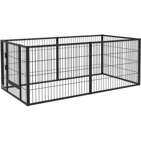 Parc pour petits chiens à 6 panneaux, utilisable en intérieur et en extérieur, dimensions : 82,5-150 x 79 x 61 cm, en métal.