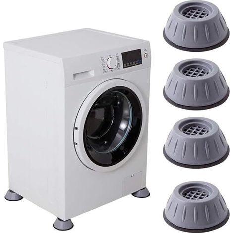 Lot de 4 pieds anti-vibrations pour machine à laver - Amortisseurs - Pieds en caoutchouc - Antidérapants et silencieux - Compatibles avec les supports de machine à laver et de sèche-linge (1/5)