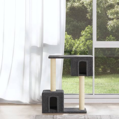 Arbre à chat,Tour à chat tout-en-un avec griffoirs en sisal Gris foncé 60 cm -BN6125 (1/4)