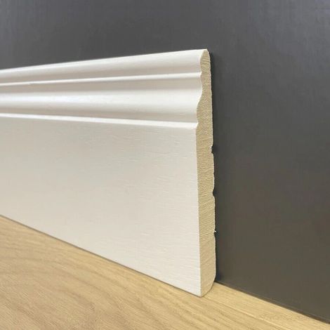 Battiscopa ducale in legno massello ayous laccato bianco al metro varie altezze (1/2)