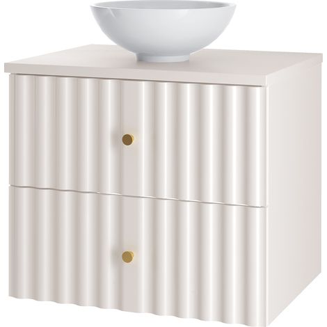 Waschtischunterschrank 60 cm breit inkl. Waschbecken in weiß matt AQUINO-140 (1/5)