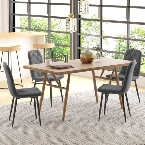 Set di 4 sedie da pranzo, sedie imbottite, gambe in metallo, adatte per cucina/soggiorno/camera da letto, velluto grigio (1/5)