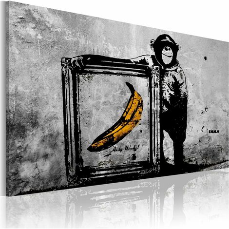 Tableau inspiré par banksy noir et blanc - 120 x 80 cm (1/4)