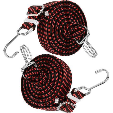 Correas de tensión de 2 piezas para asegurar el equipaje durante el transporte (1 m de longitud, elásticas), con ganchos dobles en ambos extremos. Tensor de equipaje universal para bicicletas y motoci (1/5)