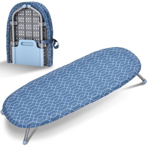 Planche à Repasser Pliable, compacte, Bleu Pieds antidérapants stables, idéale pour la maison, les dortoirs et les voyages (1/5)