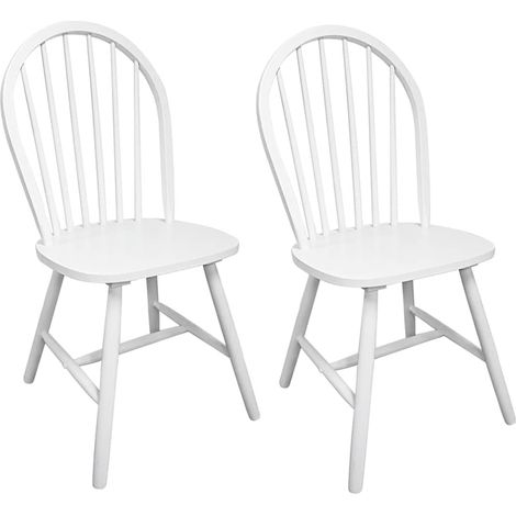 Lot de 2 Chaises de salle à manger - Chaises de cuisine blanc bois d'hévéa solide (1/5)