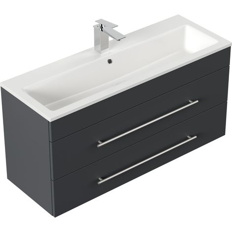Badmöbel Mars 1000 SlimLine 100x36cm mit 2 SoftClose Schubladen grafit