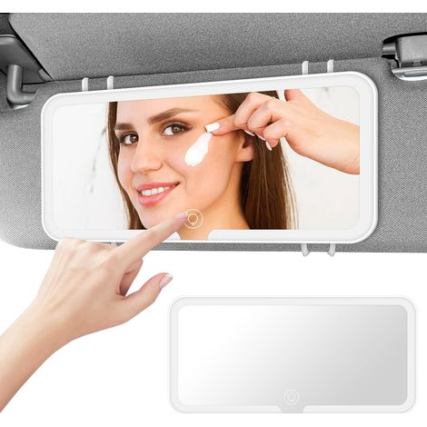Miroir cosmétique à LED avec éclairage, rétroviseur pour nouveau-nés et enfants, rechargeable (3 modes de lumière), avec écran tactile, pare-soleil simple et pratique, adapté pour la plupart (1/5)