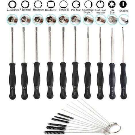 Pair Kit de clé de réglage de carburateur Débroussailleuse et tronçonneuse,lot de 10 Outil de réglage de carburateur avec brosse de nettoyage Aiguille de carburateur (1/5)