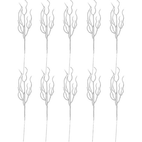 10 feuilles de Noël pailletées, décorations de Noël, feuilles artificielles-34.5X7CM-Silver (1/3)