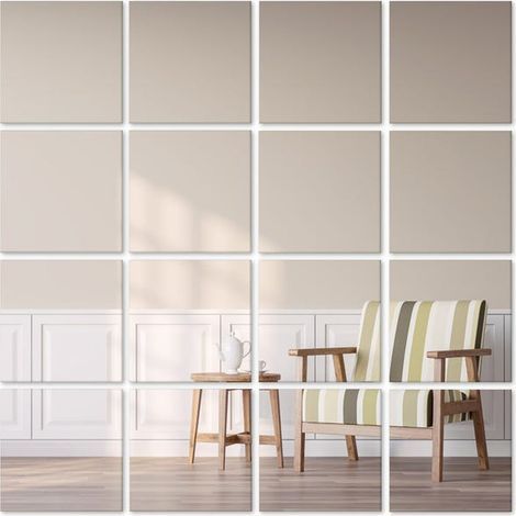 carreaux de miroir auto-adhésifs 15x15cm 16 pièces Miroirs muraux décoratifs carreaux miroirs miroir à coller (1/5)