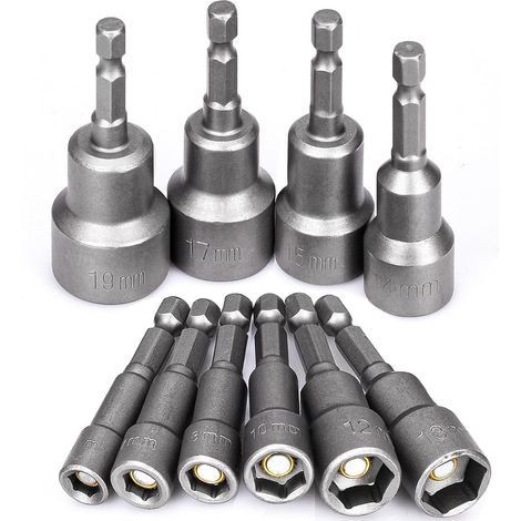 APEX 10 Pièces Douille Visseuse Magnétique 6mm -19 mm Adaptateur Douille Visseuse a Choc Hexagonal (1/5)