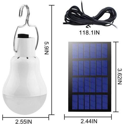 Lampe Camping Solaire - LED Rechargeable - Pour Extérieur et Randonnée - 3,6 V 800 mAh - 4 à 6 H Autonomie (1/4)