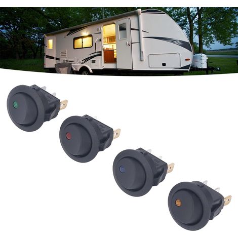Lot de 4 interrupteurs à bascule ronds 12 V, type œil de chat, KCD1, 3 broches, 2 emplacements, 20 mm (1/5)