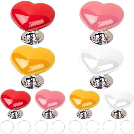 Pieces Toilet Flush Button, Push Button, Toilet Tank Buttons, Heart Shape, Self-Adhesive Buttons, Manicure Push Button Aid for Women (4 Colors) (1/5)