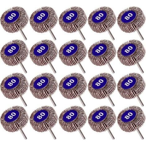 Pack of 20 80 Grit Flap Wheel, Sandpaper Polishing Wheel Dremel Flap Wheel 10mm (1/4)