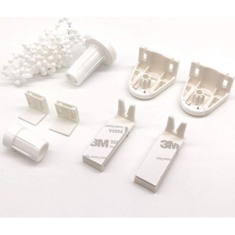 Kit de réparation de store enrouleur en plastique de 17 mm avec chaîne à perles de 3 m et vis pour tringles à rideaux, supports de store enrouleur (1/5)