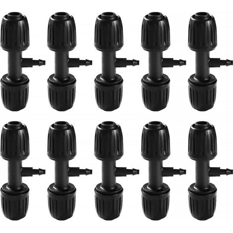 Lot de 10 raccords cannelés 3 voies pour tuyaux d'arrosage de 16 mm à 4/7 mm, raccords d'arrosage goutte-à-goutte 3 voies pour jardin et pelouse (1/5)