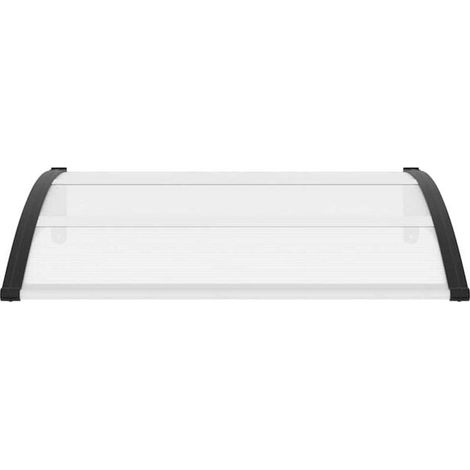 Auvent de porte noir 120 x 75 cm en polycarbonate – Protection d'entrée pour porte, fenêtre et extérieur, durable (1/5)