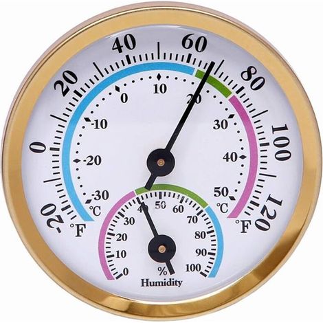 Thermomètre hygromètre intérieur 2 en 1 – mesure température humidité – doré (1/4)