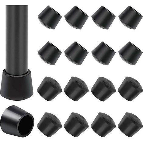 Lot de 16 embouts de protection pour chaise – Caoutchouc noir – Diamètre intérieur 25mm – Réduction du bruit – Anti-dérapants pour intérieur et extérieur (1/4)