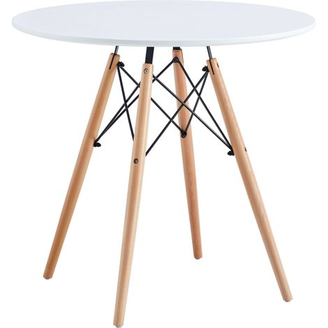 Conjunto de Mesa Redonda con 2 Sillas Cocina, Muebles de Cocina, Estilo Moderno en Color Blanco Mate (1/5)