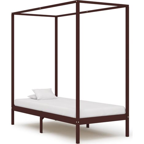 Himmelbett-Gestell Dunkelbraun Massivholz Kiefer 100 x 200 cm