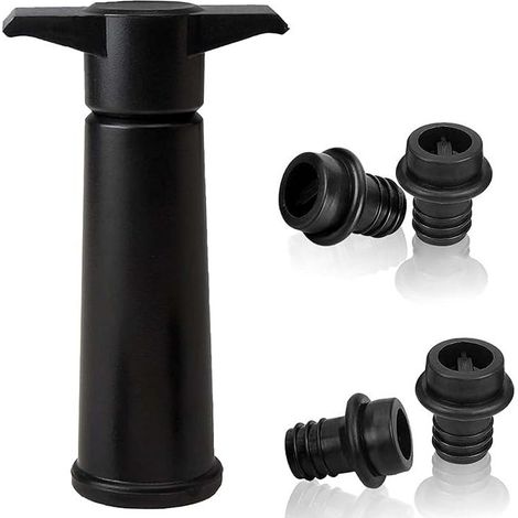 1 Pompe à vide pour vin, 4 bouchons sous vide réutilisables, étanchéité silicone, conservation jusqu'à 10 jours, convient aussi pour bière (1/5)