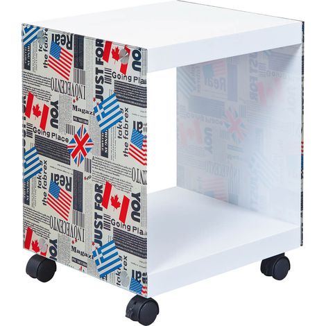 ISLA - Table d'appoint sur Roulettes Motif Drapeaux (1/5)