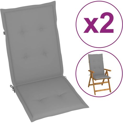 INLIFE Coussin de chaise de jardin 2 pcs Gris 120 x 50 x 3 cm