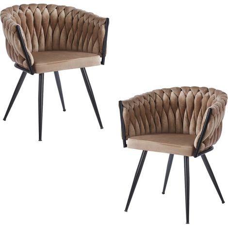 Packs Sillas Comedor - Pack 2 Sillas Widny Black Terciopelo - Champán (1/5)