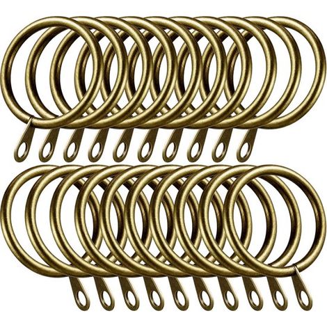 Anneaux de rideaux en métal - Diamètre intérieur 38 mm - Crochets pour tringle à rideaux - Accessoires décoratifs pour rideaux - Lot de 20 - Bronze (1/5)