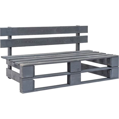 Banc Palette de Jardin en Bois de Pin Imprégné Gris 110 x 65 x 55 cm pour Extérieur et Intérieur - PANGIVO (1/5)