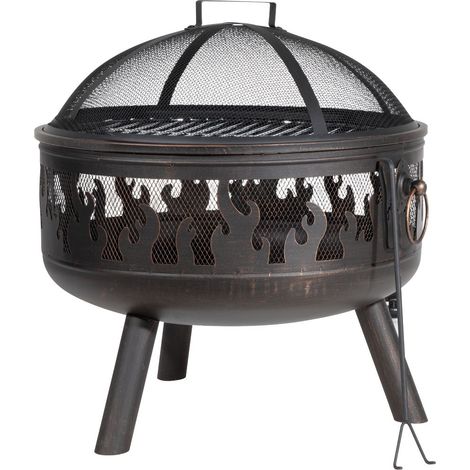 Dellonda DG117 Deluxe Fire Pit Fireplace Outdoor Patio Heater, Cooking Grill & Poker 61cm (1/5)