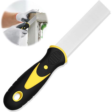 Edelstahlschaber, 24 mm breit und 0,7 mm dick, mit ergonomischem Griff, geeignet zum Verfugen und Abbeizen. (1/5)