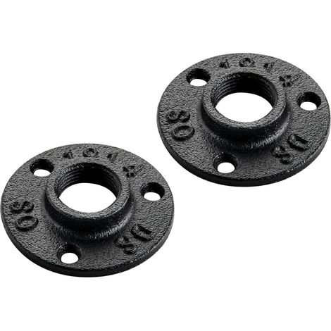 Packung mit 10 schwarzen Bodenklemmen aus Gusseisen mit 3/4" BSP Gewinde und Schrauben, für Industriemöbel und DIY-Dekorationen. (1/5)