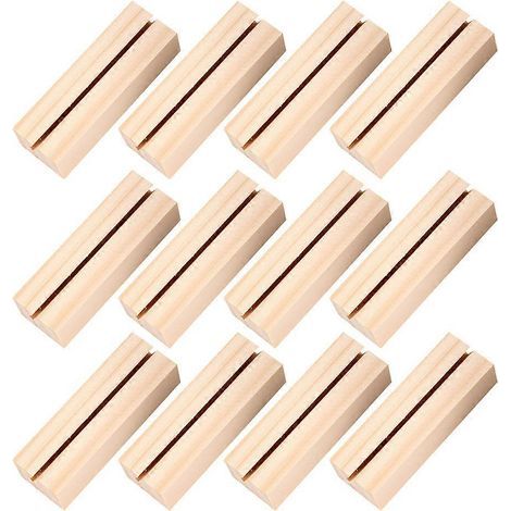 Lot de 12 supports photo rectangulaires en bois avec porte-mémos pour la maison et le bureau-7.2X2.5CM-Beige (1/4)
