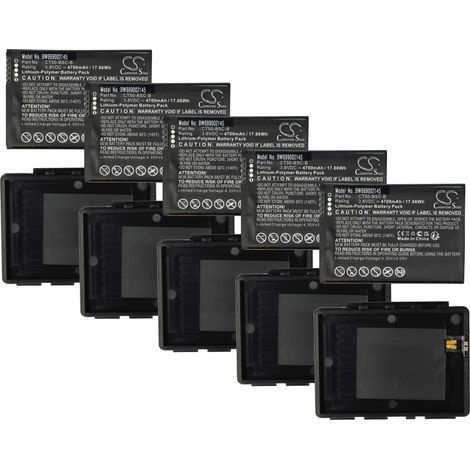 vhbw 5x Akku Ersatz für Honeywell CT50-BSC-B, 318-055-018 für Mobilcomputer PDA Scanner (4700 mAh, 3,8 V, Li-Polymer)