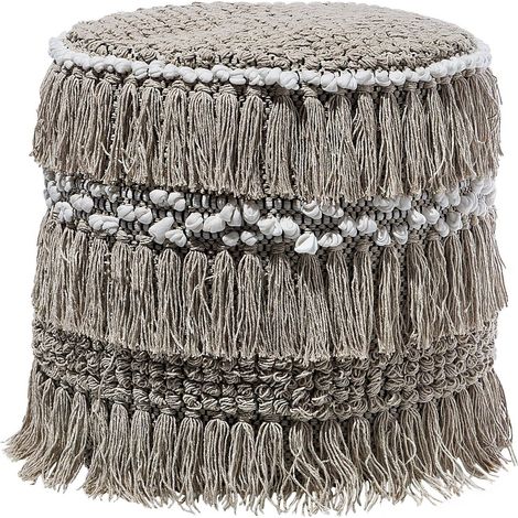 Pouf in tessuto beige 43 x 44 cm Noida (1/5)