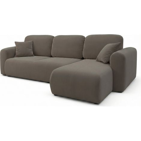Selsey OLIDO – Ecksofa mit Schlaffunktion, universal, Dunkelbeige-Samt (1/5)