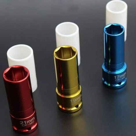 Douille à choc - NAIZY - 3 pièces - 17mm/19mm/21mm - Acier au chrome-vanadium - Longueur 78mm Multicolore DOUILLES (1/4)