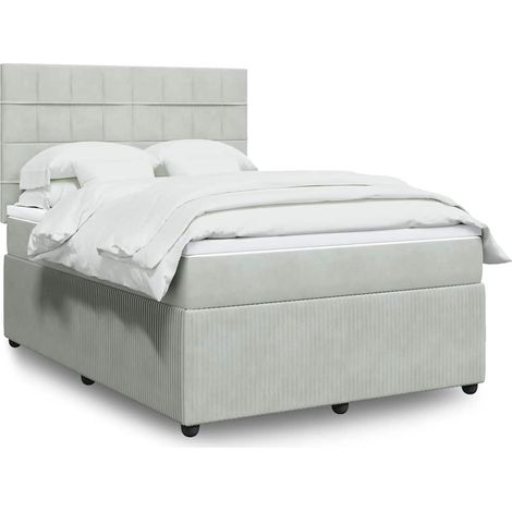 Boxspringbett mit Matratze Hellgrau 160x200 cm Samt