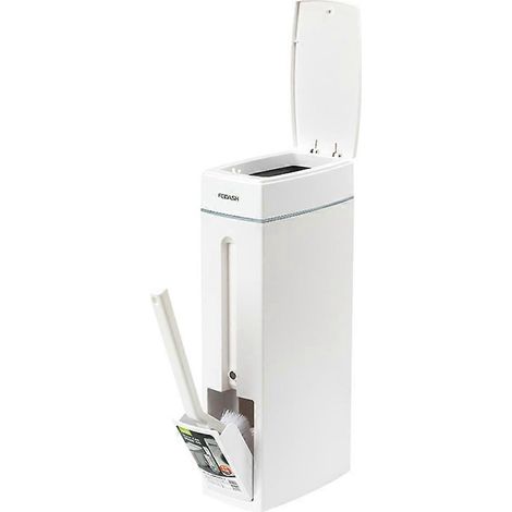 Poubelle mince avec porte-brosse WC et couvercle à verrouillage par pression pour salle de bain et cuisine