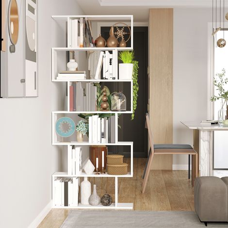 Bibliothèque Design Bureau Étagère Bois 80x24x191cm Blanc (1/5)