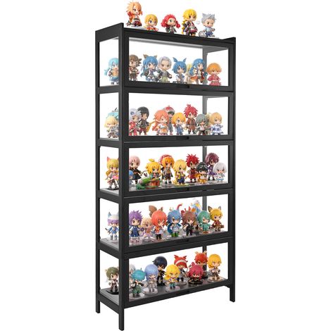 VEVOR Vitrina Estable con Puertas Acrílicas 82 x 32 x 172 cm, Estantería de 5 Niveles con Tablero de Madera, Organizador de Juguetes para Hogar, Oficina, Sala de Juegos, Sala de Estar, Negro (1/5)