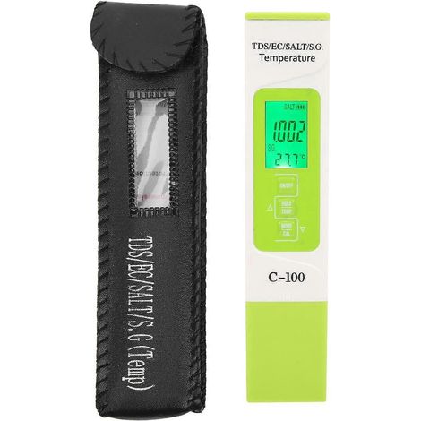 C-100 Multifunktions-Wasserqualitätsprüfstift 5 in 1 Hochpräzise Temperatur Salzgehalt TDS EC SG Tes