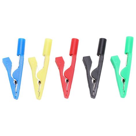 U16 2mm Tail Jack Crocodile Clip con ago Rosso Nero Giallo Verde Blu Isolato (1/5)