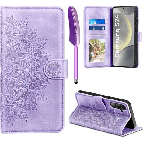 EASDNB Samsung Galaxy S24 5G Lederhülle Flip Wallet Case Hellviolett (1/5)