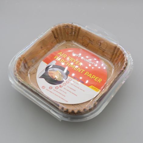 Plateau en papier pour friteuse à air Anti-graisse Absorbant l'huile Motif chat Carré 16cm 50pcs Marron (1/5)